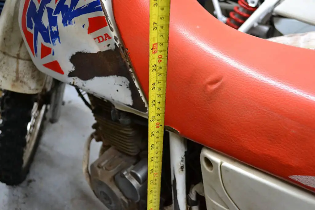 Measuring the height of a dirt bike