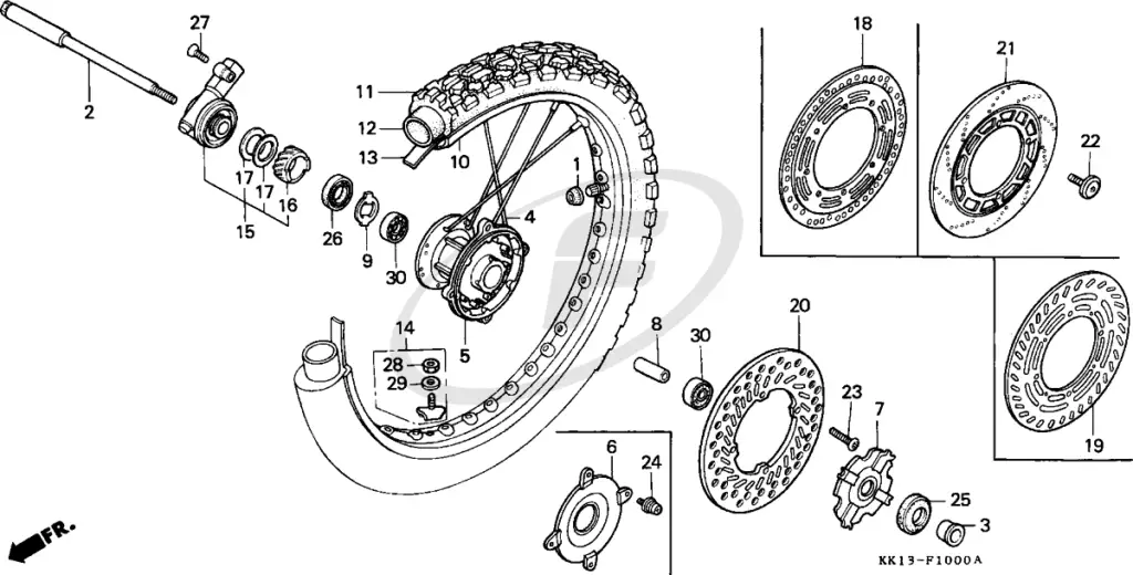 exploded diagram of front wheel